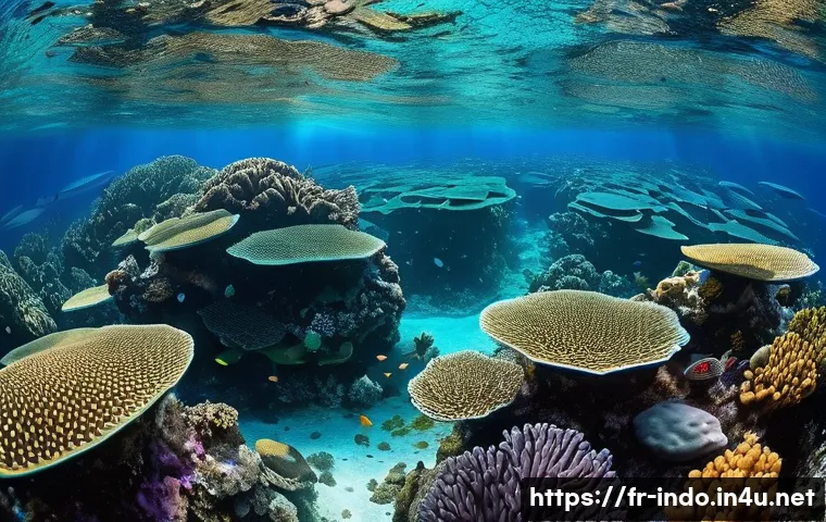 인도네시아의 세계적인 다이빙 포인트 - **Vibrant Coral Gardens of Raja Ampat** A wide-angle underwater shot capturing the unparalleled ...