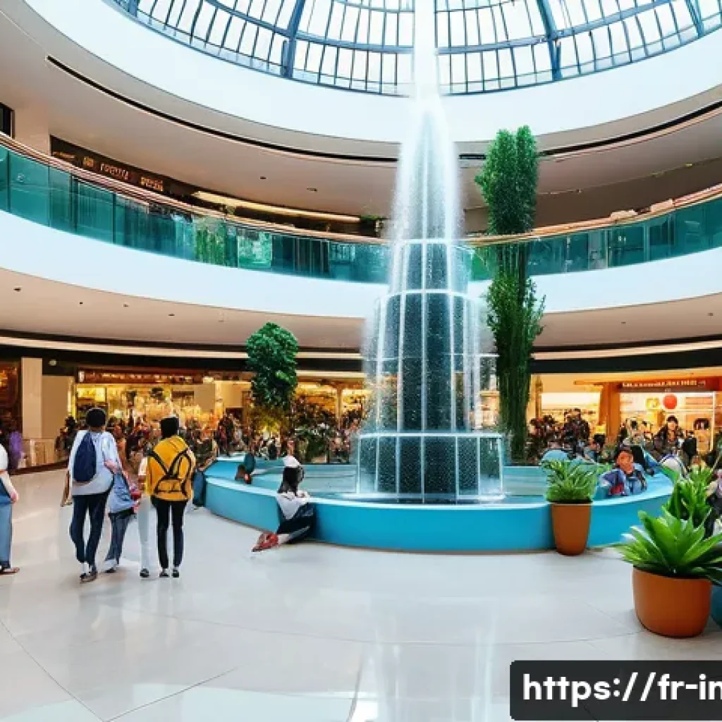 자카르타 쇼핑몰 추천 - **"A vibrant, wide-angle shot of a multi-level modern shopping mall in Jakarta, bustling with divers...