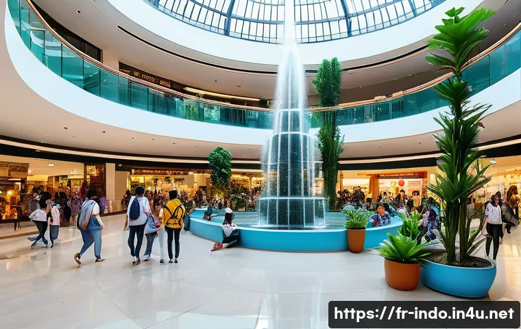 자카르타 쇼핑몰 추천 - **"A vibrant, wide-angle shot of a multi-level modern shopping mall in Jakarta, bustling with divers...