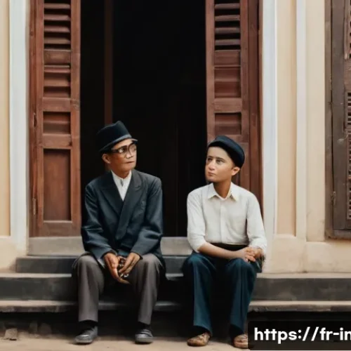 인도네시아의 독립 기념일 - Photorealistic cinematic scene set on the morning of August 17, 1945 in a modest Jakarta neighborhoo...