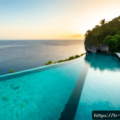 인도네시아 리조트 비교 - Photorealistic split-scene comparison of two Indonesian island resorts, left side a serene Bali clif...